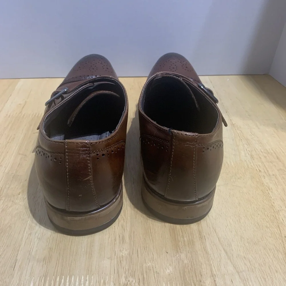 Men's Stacy Adams Monk Buckle Strap Shoes 21303-221 Size 10.5M Brown Memory Foam